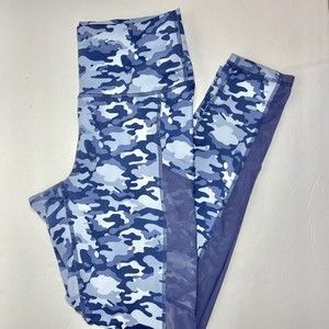 Fabletics Women’s  Size S Blue Camo Powerhold Leggings Camouflage Mila Pockets